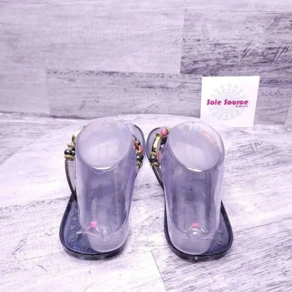 Penny Loves Kenny Beaded Jelly Thong Flip Flop Sandal Clear Women's sz 7 - Picture 4 of 8